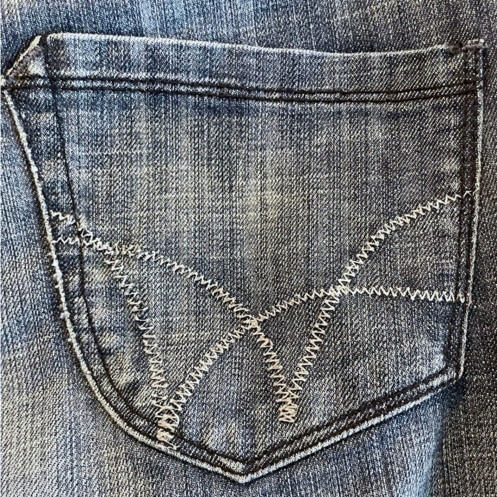 WÖRN Straight Leg Jeans Blue Excellent Zig Zag Stitch Denim Women Size 6 - Picture 4 of 8